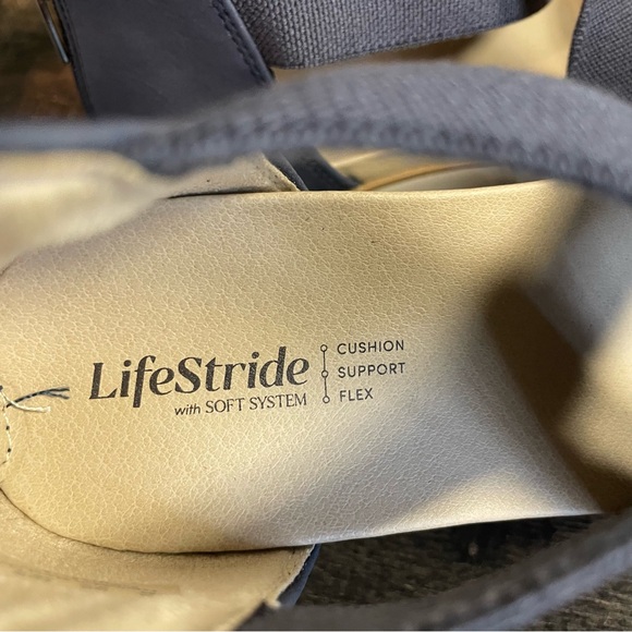 NWOT Women’s Platform Sandals with Navy Crisscross Straps Sz 8M - Picture 4 of 6